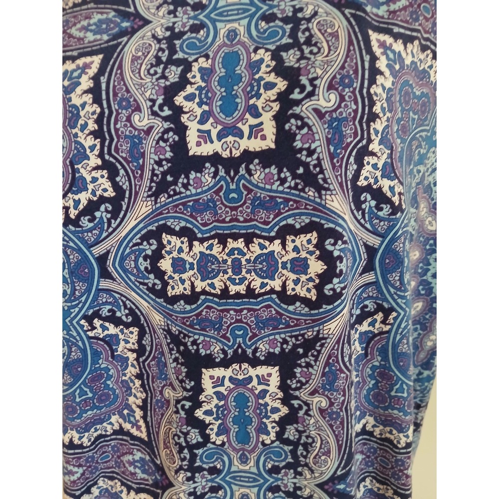 Isaac Mizrahi Live Blue Paisley Medallion Cotton Modal T-Shirt Dress Womens 2X - Picture 2 of 10